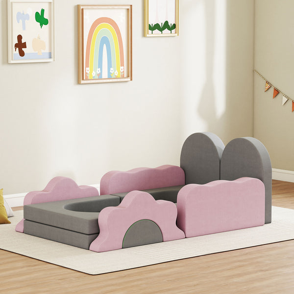 Jouets d'escalade 12 pièces avec piscine à balles (balles non-incluses), gris