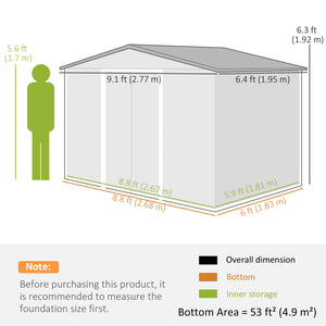 Garden shed with foundation kit, silver color