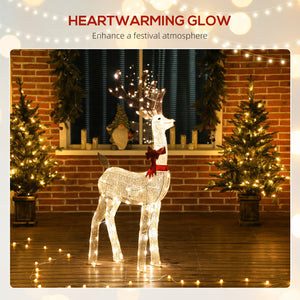 1.32m Pre-Lit Christmas Deer with Rotating Head, 123 LEDs, Stakes &amp; Zip Ties