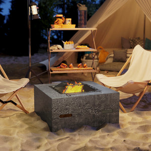 Wood-burning fireplace with poker, anthracite grey 