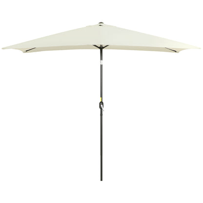 Outsunny 2 x 3 m Rectangular Tilting Aluminum Garden Parasol, Garden Umbrella, Outdoor Parasol with Crank, Cream White