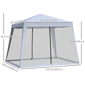 Tente de jardin 10 x 10 avec moustiquaire, gris