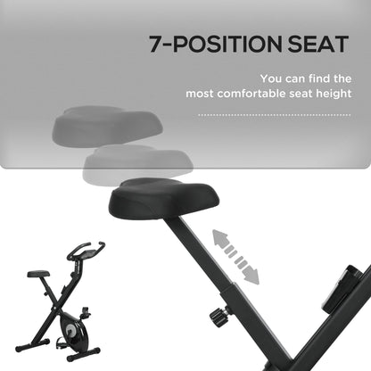 Vélo d'appartement pliable avec résistance magnétique à 8 niveaux, écran LCD, support de téléphone pour salle de sport à domicile, noir