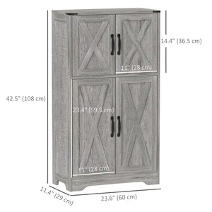 Garde-manger de cuisine farmhouse avec étagères réglables, gris