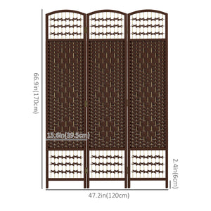 Cloison de séparation pliable à 3 panneaux en fibre ondulée, marron