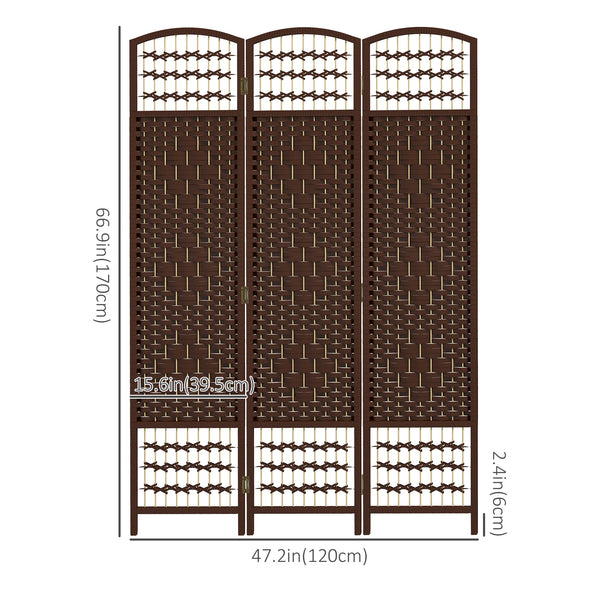 Cloison de séparation pliable à 3 panneaux en fibre ondulée, marron