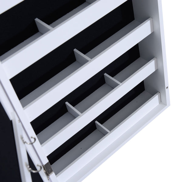 Armoire à bijoux avec miroir pleine longueur, blanc