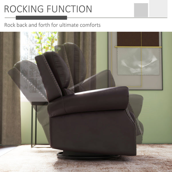 Fauteuil inclinable pivotant à bascule en cuir PU avec dossier, marron