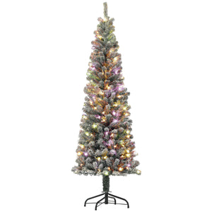 Sapin de Noël artificiel pré-éclairé givré de 6 pieds avec télécommande
