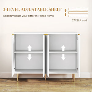 Meuble de rangement de cuisine moderne, buffet avec étagères réglables, blanc