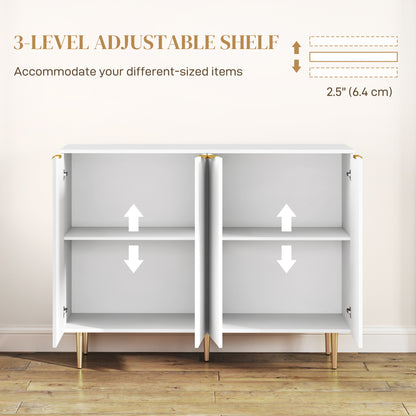 Meuble de rangement de cuisine moderne, buffet avec étagères réglables, blanc