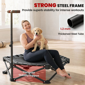 Mini trampoline pliable avec barre de soutien ajustable et capacité de 400 lb