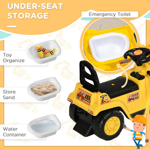 Self-propelled excavator without engine, with realistic sound and storage, for children aged 2 to 4 years, 83 x 27 x 39 cm, yellow