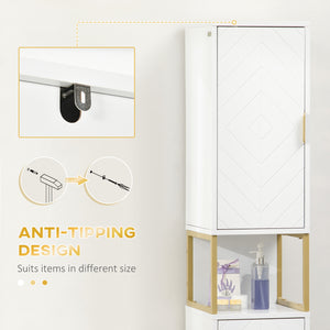 Armoire de rangement haute pour salle de bain, étagère réglable, blanc