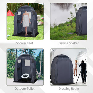 Tente de douche 60" x 60" x 82" extra large, abri de camping portable et privé avec fenêtres et tapis de sol, bleu foncé