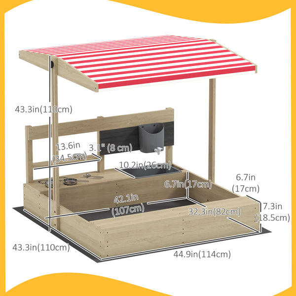 Sandbox avec couvercle, cuisine, jouets pour enfants de 3 à 7 ans, bois naturel