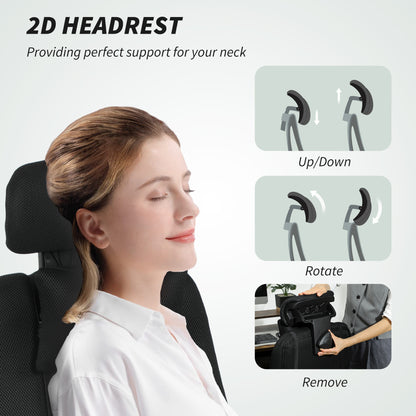 Ergonomic High Back Office Chair with Footrest and Lumbar Support, Black