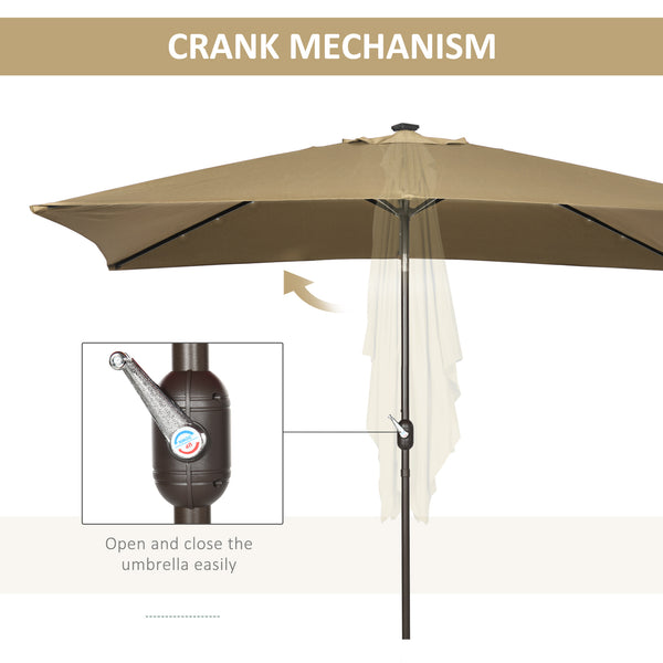 9.7-foot rectangular parasol, light brown