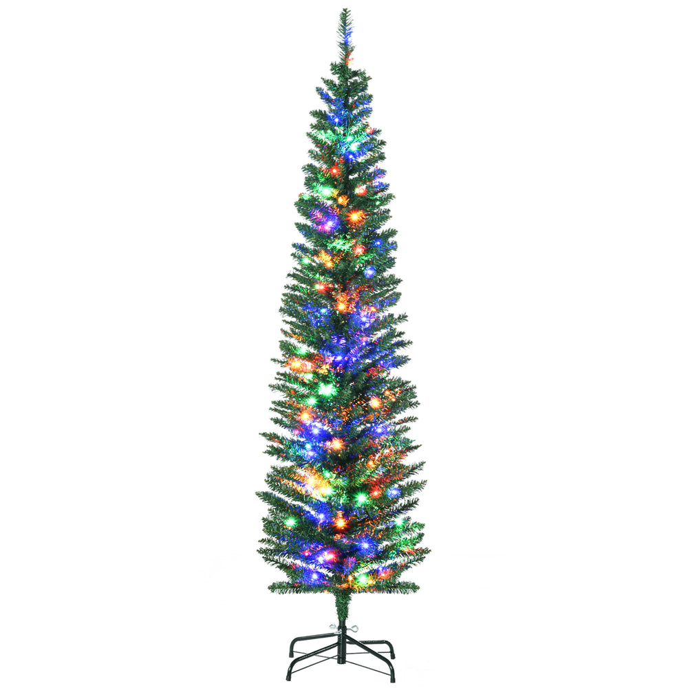 Sapin de Noël artificiel mince de 6 pieds avec lumières LED colorées
