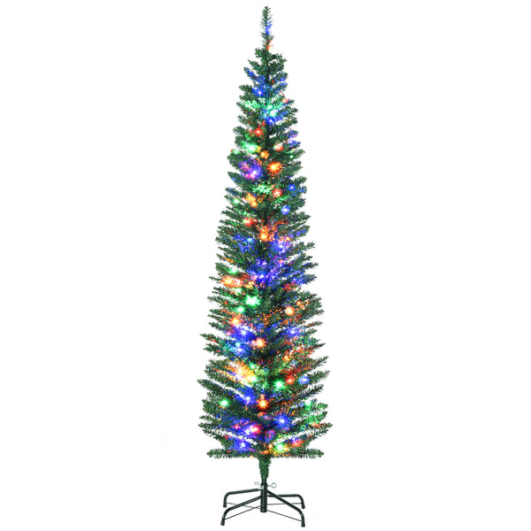 Sapin de Noël artificiel mince de 6 pieds avec lumières LED colorées