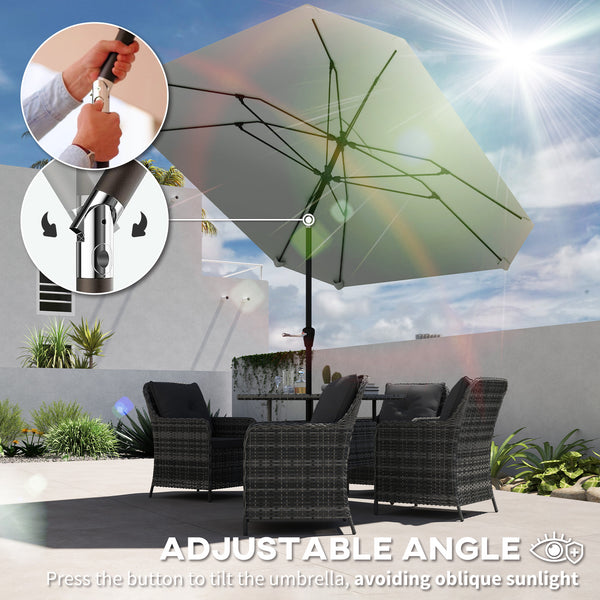 Parasol de 7,6 pieds avec manivelle et bouton d'inclinaison, gris clair