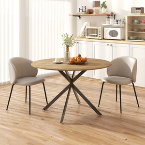 Table de cuisine ronde de 47" pour 4 personnes, style industriel, pieds en acier, marron