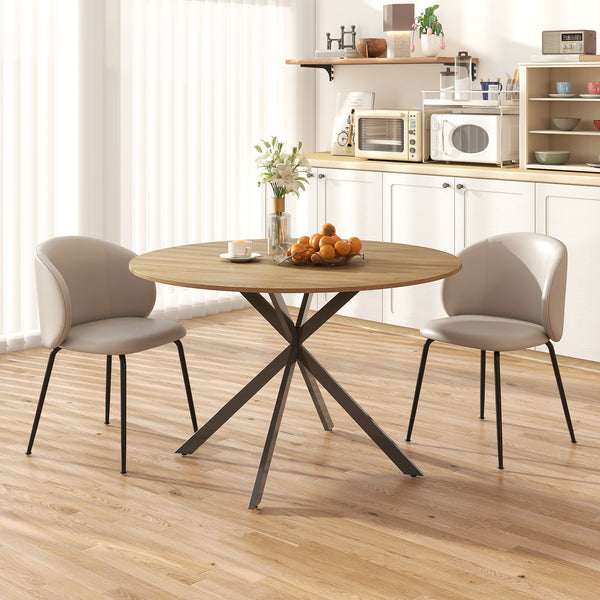 Table de cuisine ronde de 47" pour 4 personnes, style industriel, pieds en acier, marron