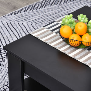 Table basse simple et moderne à 2 niveaux avec étagère inférieure pour salon, noire