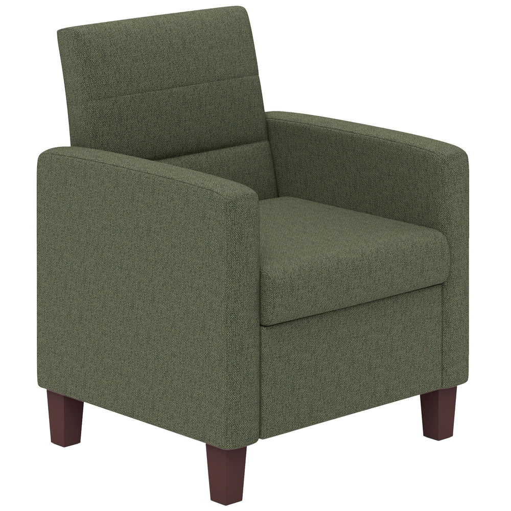 Fauteuil en tissu avec coussin d'assise et patins antidérapants, vert foncé
