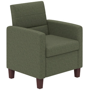 Fauteuil en tissu avec coussin d'assise et patins antidérapants, vert foncé