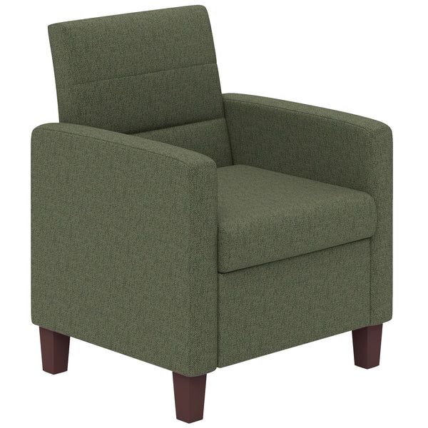 Fauteuil en tissu avec coussin d'assise et patins antidérapants, vert foncé