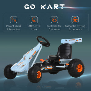 Kart à pédales pour enfants à 4 roues, style mignon avec siège réglable, frein à main et levier de vitesse, pour garçons et filles de 3 à 6 ans