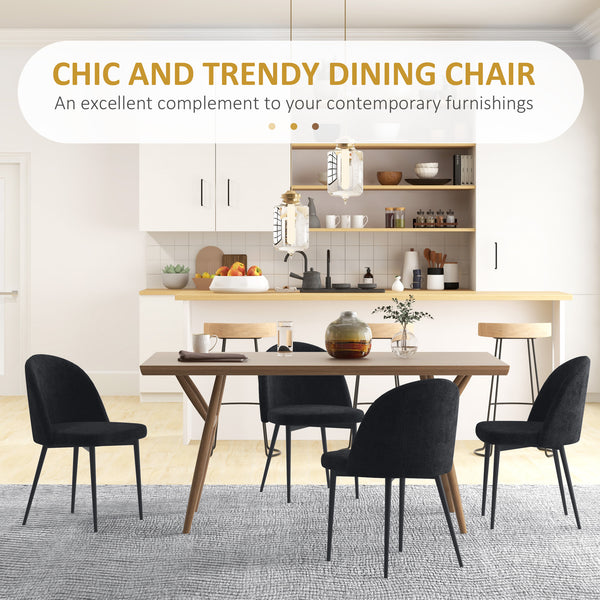 Set of 4 modern dining chairs with velvet upholstery, black