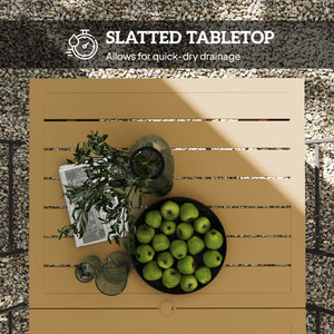 Table de patio d'extérieur 59" avec trou pour parasol, table à manger d'extérieur avec plateau à lattes pour jardin, marron