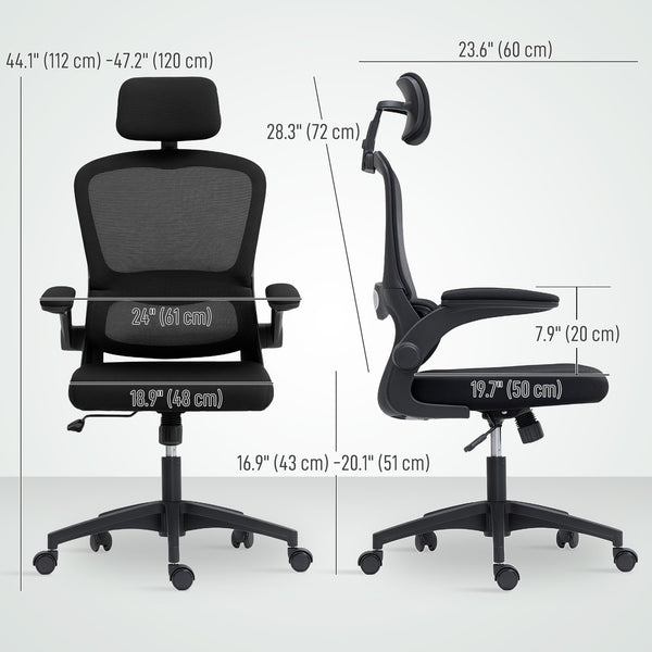 Ergonomic mesh office chair with lumbar support, black