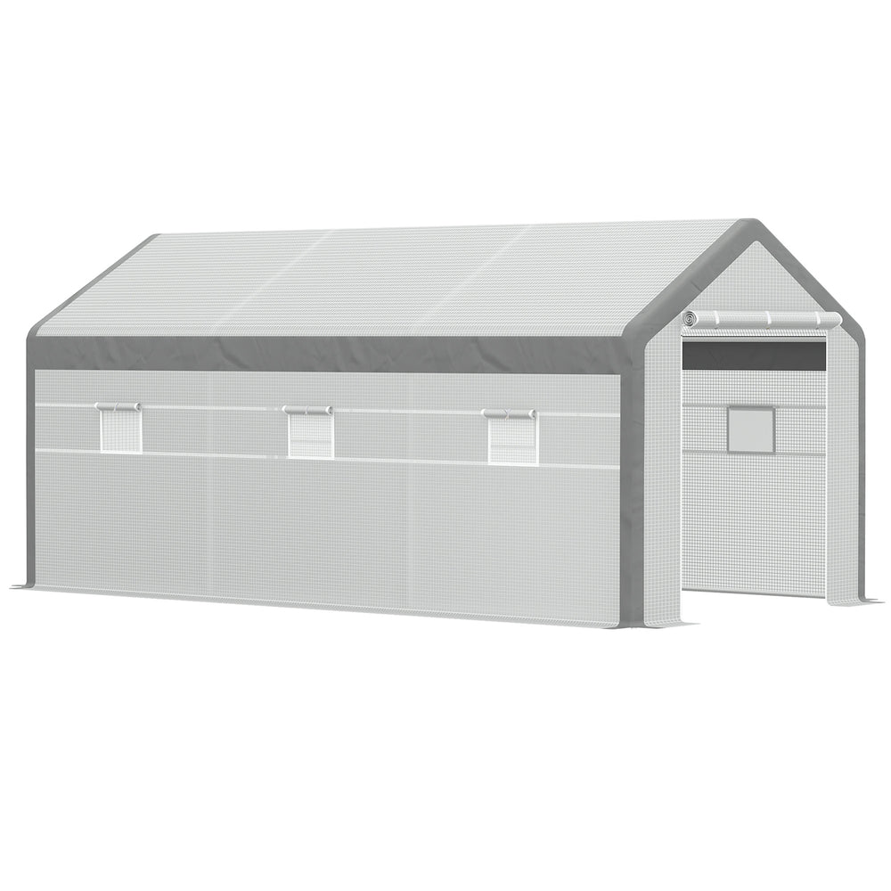 Garden greenhouse, wind resistance level 5, roll-up doors, white