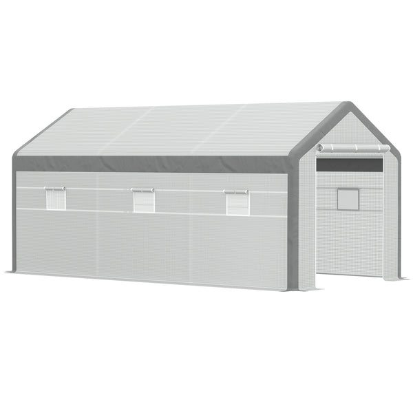 Garden greenhouse, wind resistance level 5, roll-up doors, white