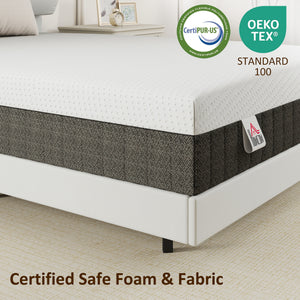 Matelas King 10 po à 3 couches avec mousse mémoire rafraîchissante et soulagement de la pression – Blanc et gris foncé