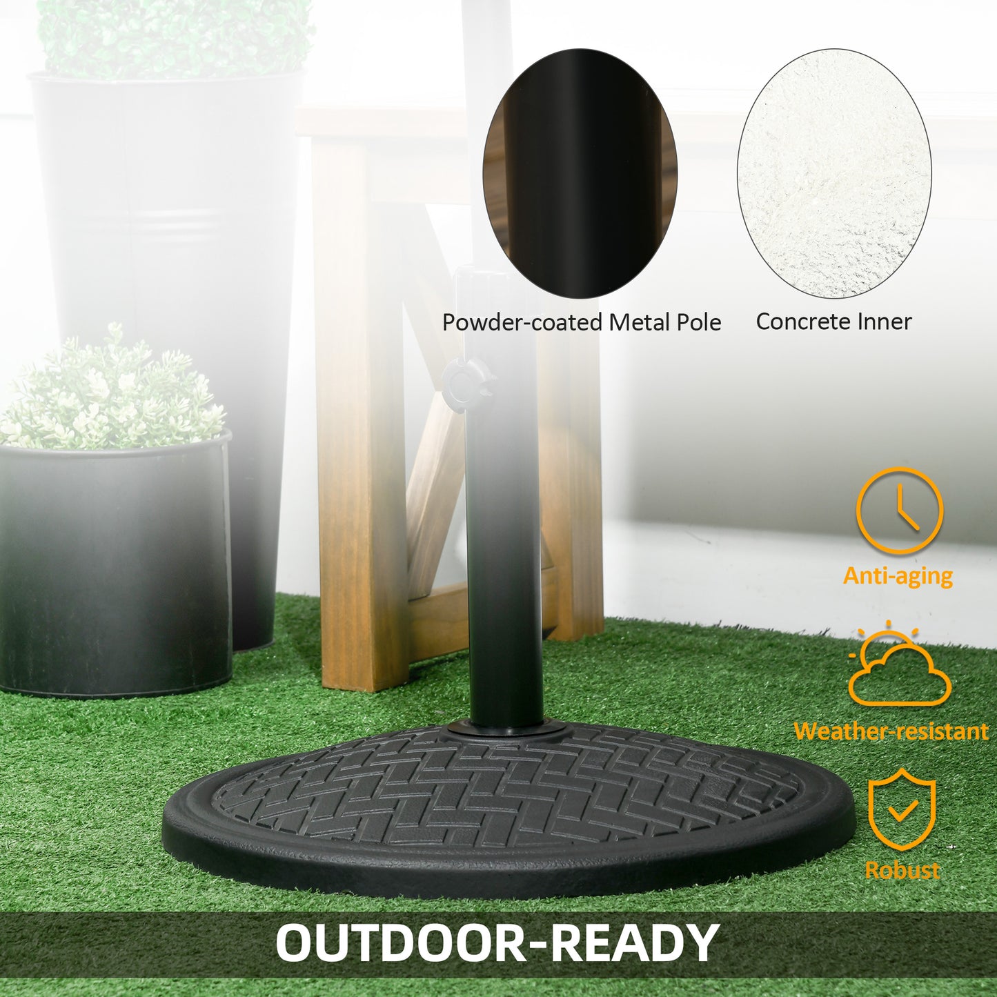 Support de parasol rond en béton, noir