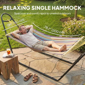 Hammock with Stand, Heavy Duty Camping Hammock with Detachable Pillow and Spreader Bar, 264 lbs Capacity, Multicolor