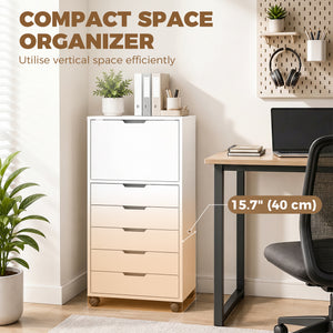 Mobile File Cabinet with 5 Drawers and Printer Stand for Home Office White