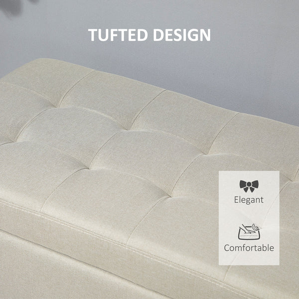 Banc d'entrée rectangulaire capitonné, beige