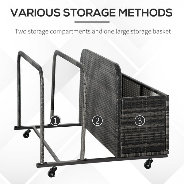 Rangement roulant pour piscine, gris