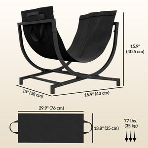 Support à bûche pliable de 43 cm noir
