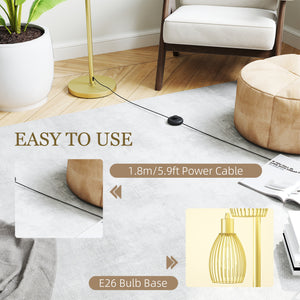 Lampadaire industriel avec 3 abat-jour suspendus à intensité variable, doré