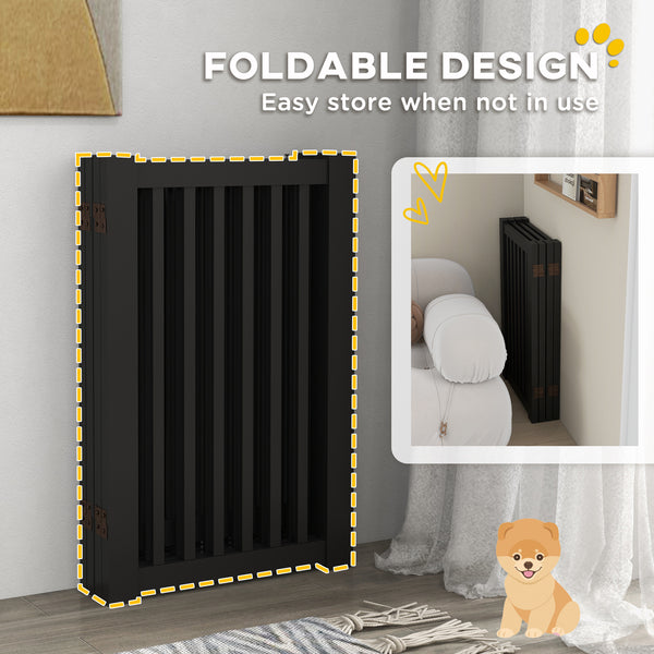 Barrière pour animaux de compagnie à 4 panneaux en bois autoportante, noire