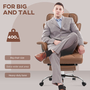 Fauteuil de bureau massant avec vibration à 6 points, repose-pieds et soutien lombaire, marron
