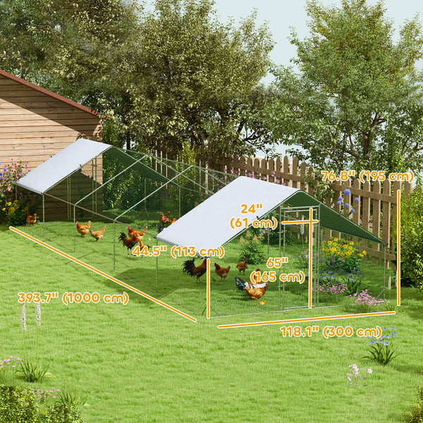Metal chicken coop with waterproof and UV-resistant cover
