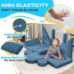 Canapé de jeu modulaire 12 pièces pour enfants, bleu