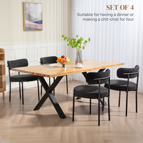 Lot de 4 chaises de cuisine modernes avec revêtement en velours côtelé noir